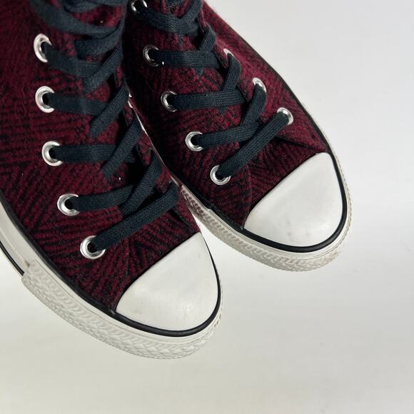 Converse Chuck Taylor All Star High Sneaker Women 7 Red Zig Zag Skateboard Shoes - Picture 9 of 10